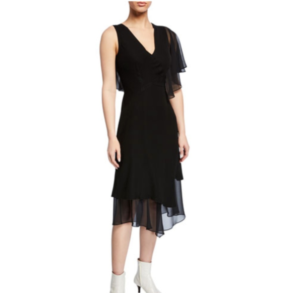 Yigal Azrouel Asymmetric A-line Ruffle-Sleeve Dres